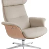 Relaxsessel TIMEOUT 2C Stoffbezug sandbeige Schale Eiche natur