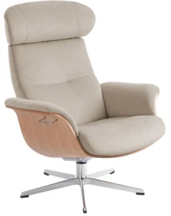 Relaxsessel TIMEOUT 2C Stoffbezug sandbeige Schale Eiche natur