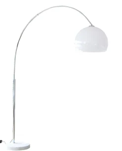 Retrofit Bogenlampe chromfarbig /weiß /Marmor weiß