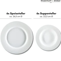 Ritzenhoff & Breker Tafelservice SOFIA 12-teilig Porzellan weiß