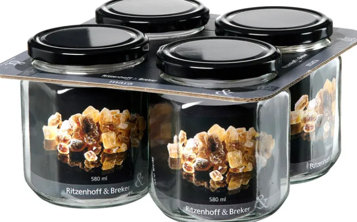 Ritzenhoff & Breker Vorratsglas MARA 4er Set 580 ml Glas sechskantig