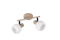 RL LED Deckenlampe mit 2 Spots BOBA, Metall/Glas, 25 x 18,5 x 10 cm Beige/Weiß