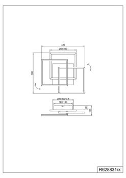 RL LED Deckenlampe MOBILE 39 x 42 cm schwarz