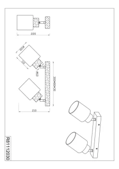 RL Retrofit Deckenlampe mit 2 Spots ASSAM Holz naturfarbig