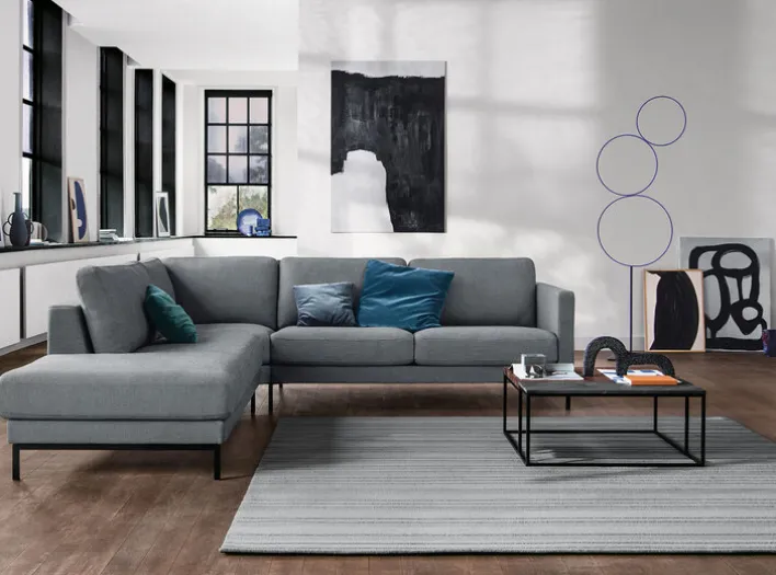 ROLF BENZ Ecksofa 274 x 277 cm EGO Stoffbezug Grau