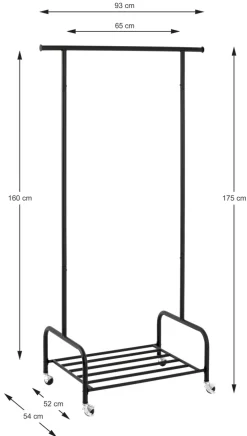 Rollgarderobe 93 x 175 cm schwarz