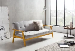 Schlafsofa hellgrau Webstoff