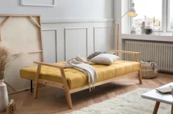 Schlafsofa senfgelb Strukturstoff