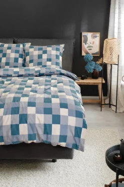 SCHÖNER WOHNEN-Kollektion Flanell-Bettwäsche CUBIC 155 x 220 cm petrol