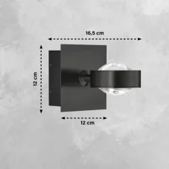 SCHÖNER WOHNEN-Kollektion LED Badlampe Wand LENSE schwarz