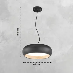 SCHÖNER WOHNEN-Kollektion LED Pendelleuchte WOOD 40 cm schwarz