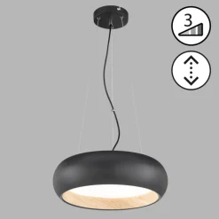 SCHÖNER WOHNEN-Kollektion LED Pendelleuchte WOOD 40 cm schwarz