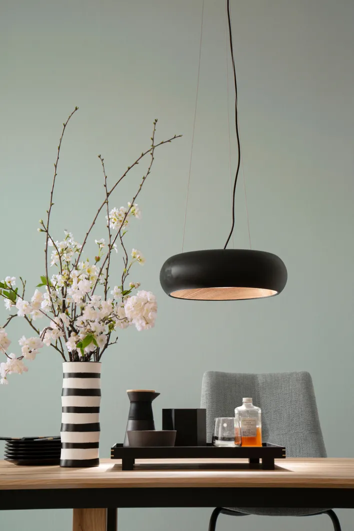 SCHÖNER WOHNEN-Kollektion LED Pendelleuchte WOOD 40 cm schwarz