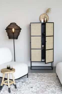 Schrank JOANNA 70 x 145 cm Rattangeflecht/schwarz