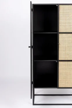 Schrank JOANNA 70 x 145 cm Rattangeflecht/schwarz