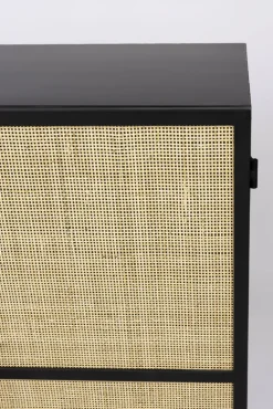 Schrank JOANNA 70 x 145 cm Rattangeflecht/schwarz