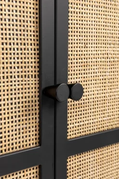 Schrank JOANNA 70 x 145 cm Rattangeflecht/schwarz