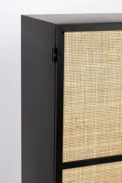 Schrank JOANNA 70 x 145 cm Rattangeflecht/schwarz