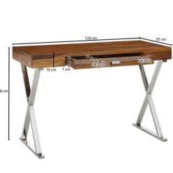 Schreibtisch 120 x 78 cm Braun Silber