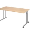 Schreibtisch 160 x 80 cm Eiche/ Silber