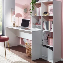 Schreibtisch mit Regal 170 x 144 cm Weiß