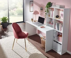 Schreibtisch mit Regal 170 x 144 cm Weiß