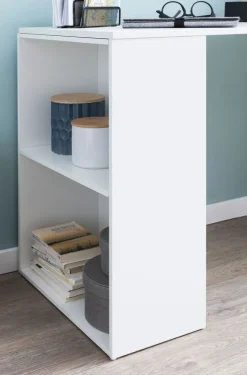 Schreibtisch mit Regal 120 x 120 cm weiss