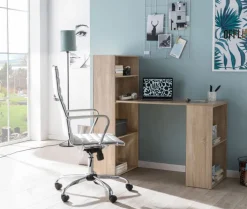 Schreibtisch mit Regal 120 x 120 cm Eiche Sonoma