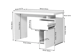 Schreibtisch Weiß Hochglanz ca. 120 x 76 x 55 cm