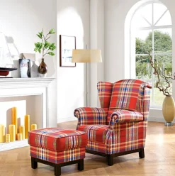 SCHRÖNO Ohrensessel SYDNEX Stoffbezug kariert