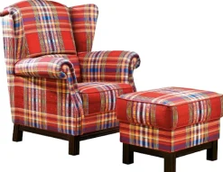 SCHRÖNO Sessel mit Hocker CAMBRIDGE 2-teilig rot