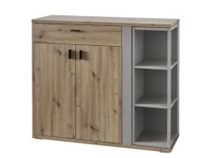 Schuhschrank FINA 120 x 103 cm Eiche-Artisan-Dekor braun/Basalt-grau-Dekor