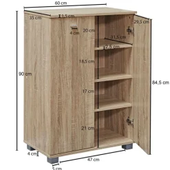 Schuhschrank NIMES 60 x 90 cm Sonoma Eiche