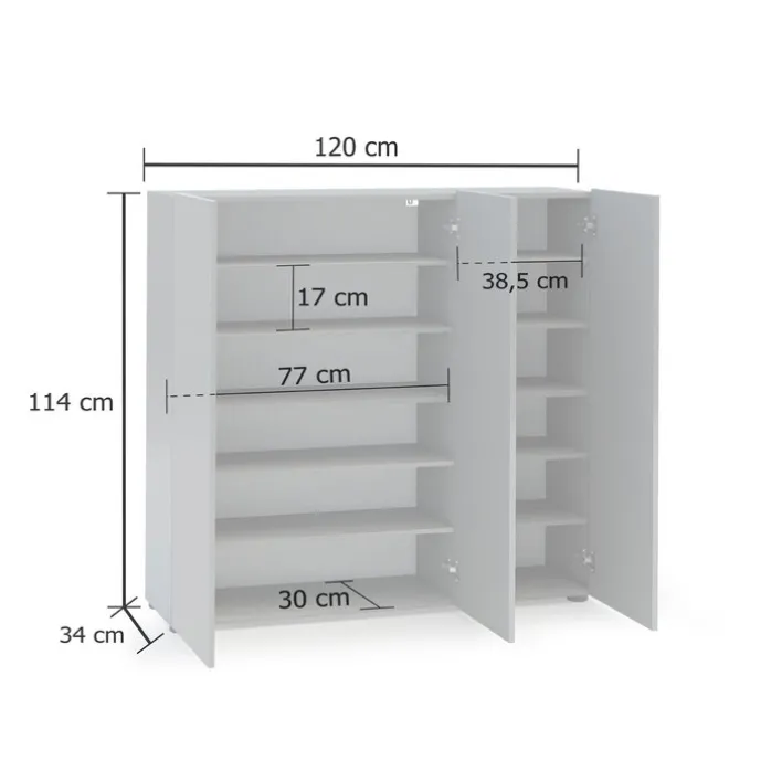 Schuhschrank VERONA 120 x 115 cm Grau Lack Dekor