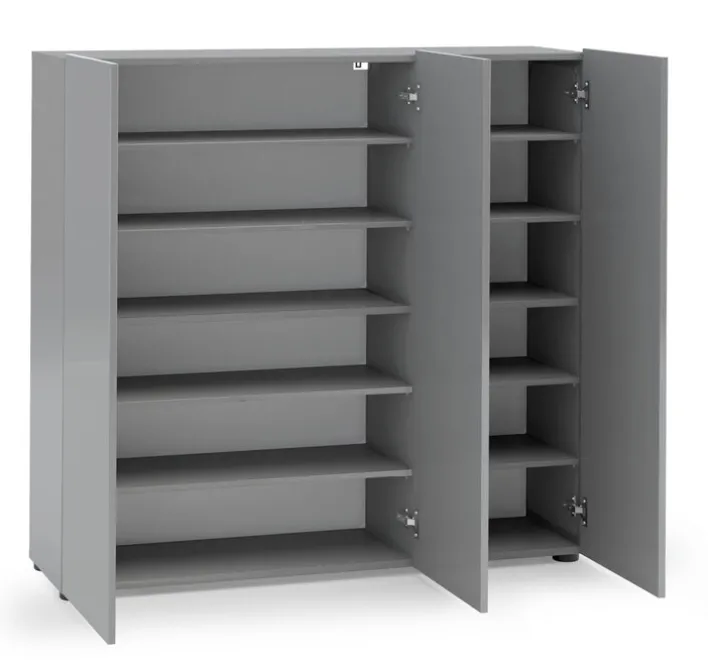 Schuhschrank VERONA 120 x 115 cm Grau Lack Dekor