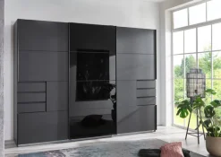 Schwebetürenschrank TENERIFFA 270 x 210 cm grau/ schwarz