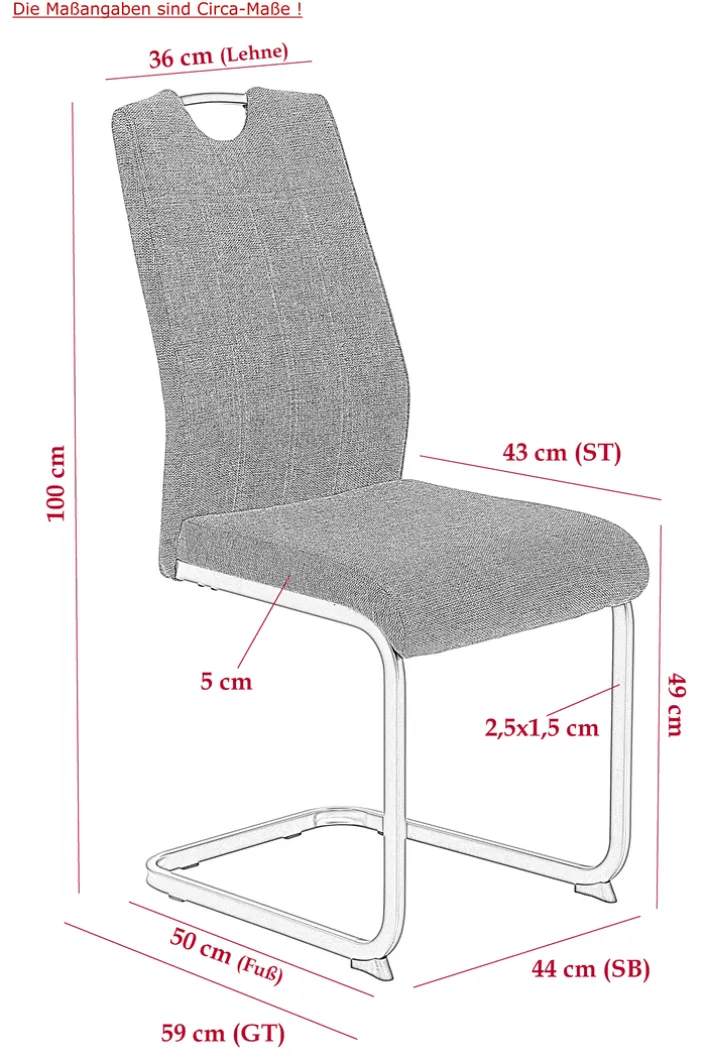 Schwingstuhl BRITTA 2er Set - anthrazit