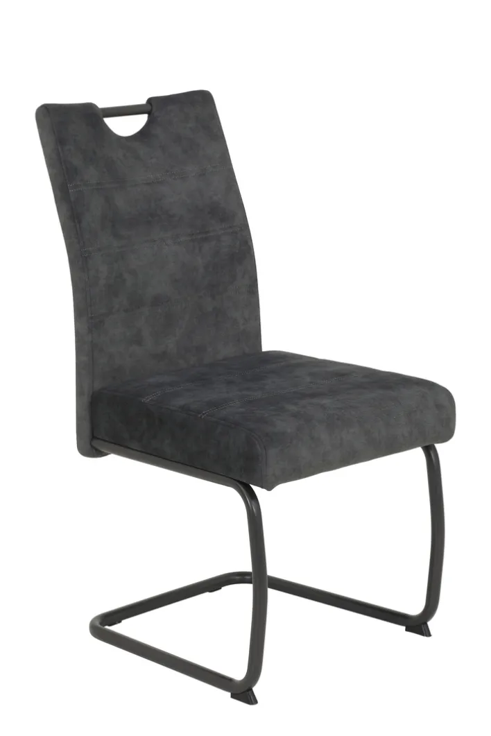 Schwingstuhl LAURINA I 2er Set anthrazit/Gestell schwarz