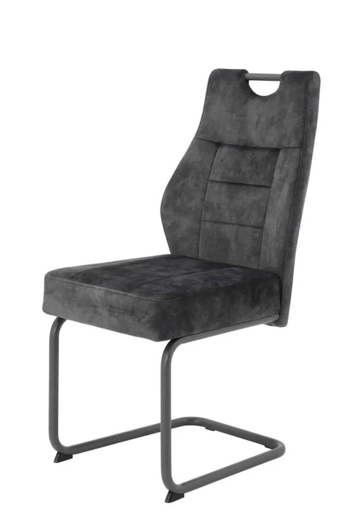 Schwingstuhl LINDA 2er Set Stoff vintage velvet anthrazit