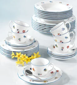 Seltmann Weiden Kaffeeservice SONATE NOSTALGIE 18-teilig Weiß mit Streublumendekor