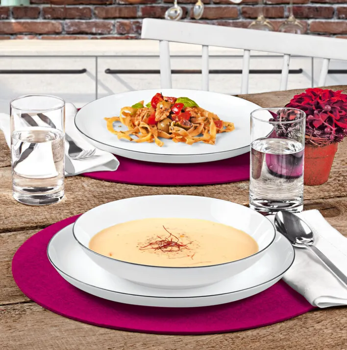 Seltmann Weiden Tafelservice 12 teilig LIDO rund Black Line