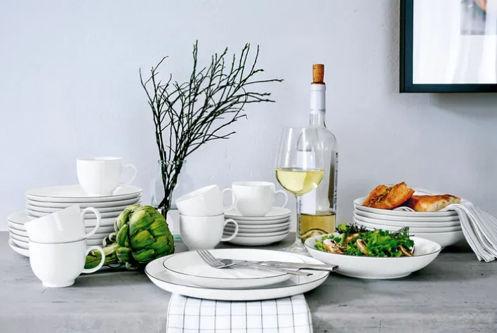 Seltmann Weiden Tafelservice 12 teilig LIDO rund Black Line