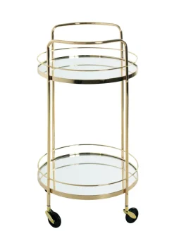 Servierwagen PALAIS Metall Ø 48 cm vermessingt/Spiegelglas