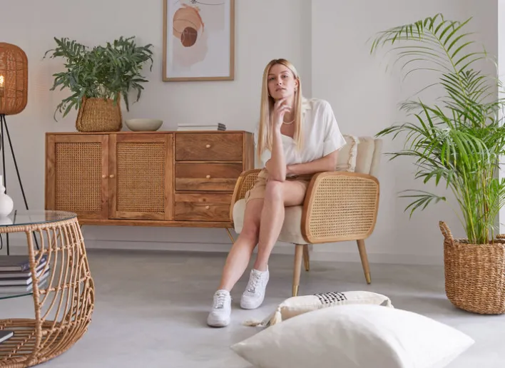 Sessel GLORIA Rattan Natur /weiß