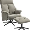 Sessel mit Hocker INA beige-grau
