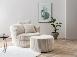 Sessel mit Hocker SPIN elfenbein