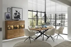 set one by Musterring Highboard JACKSON 150 x 130 cm Eiche massiv/Korpus Eiche furniert