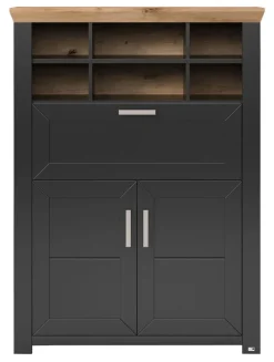 set one by Musterring Highboard YORK 15 105x143 cm anthrazit /Eiche Artisan Dekor