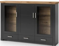 set one by Musterring Highboard YORK 57 anthrazit /Eiche Artisan
