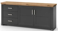 set one by Musterring Sideboard YORK 51 anthrazit /Eiche Artisan